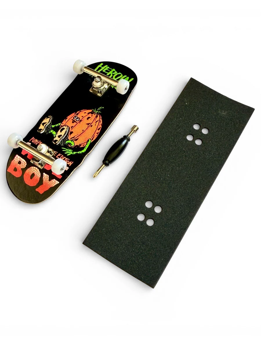 Custom x Heroin Fingerboard Complete - Pumpkin Wide Boy - Image 3
