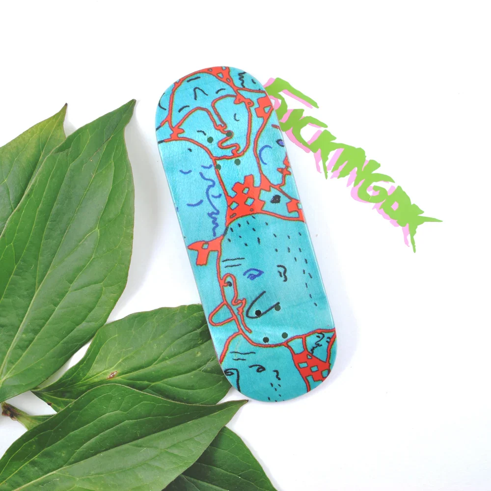 DK Real Wear Fingerboard Deck - Faces Blue Graphic - Image 2