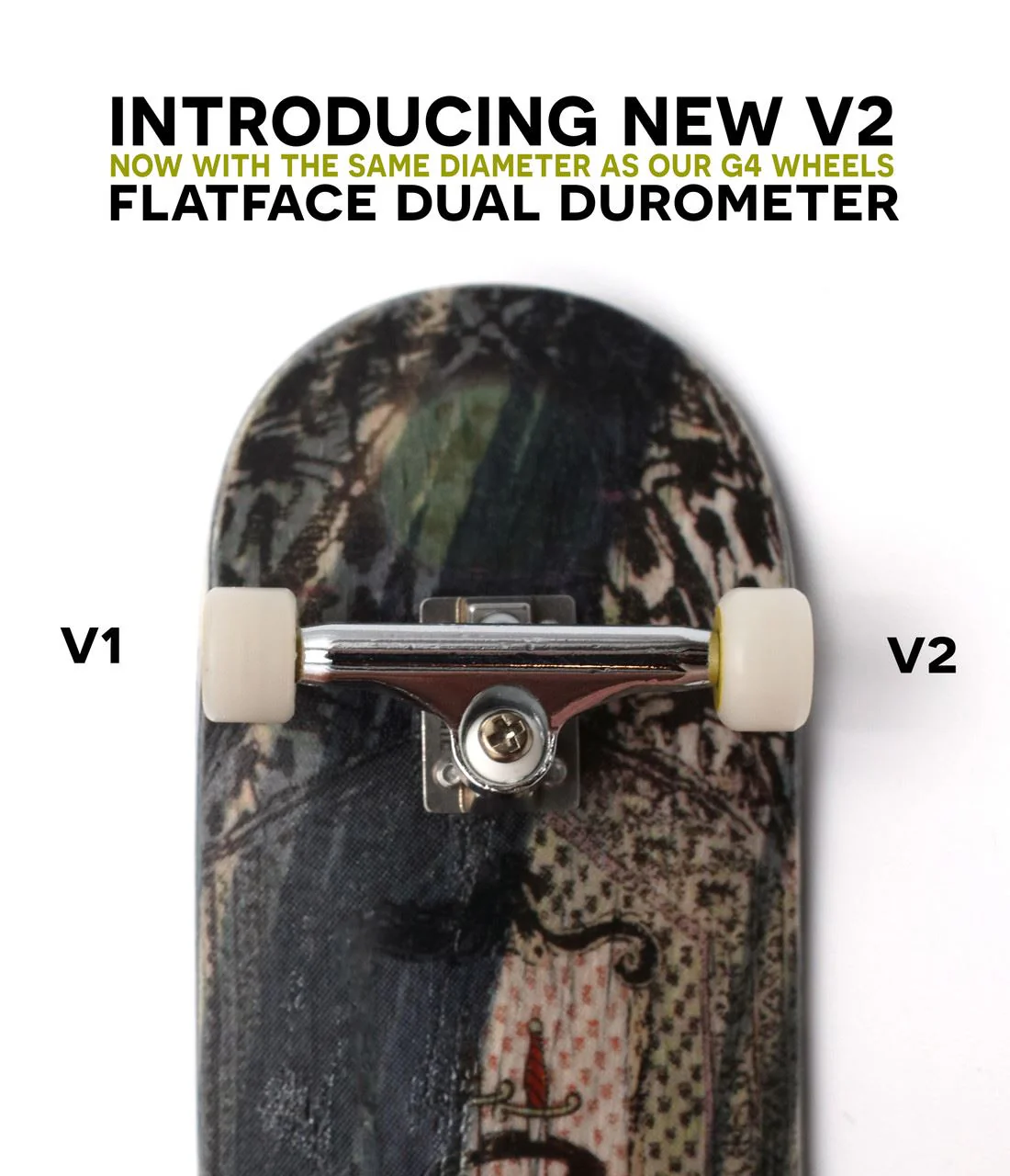 FlatFace Fingerboard Dual Durometer V2 Bearing Wheels - Black and White - Image 7